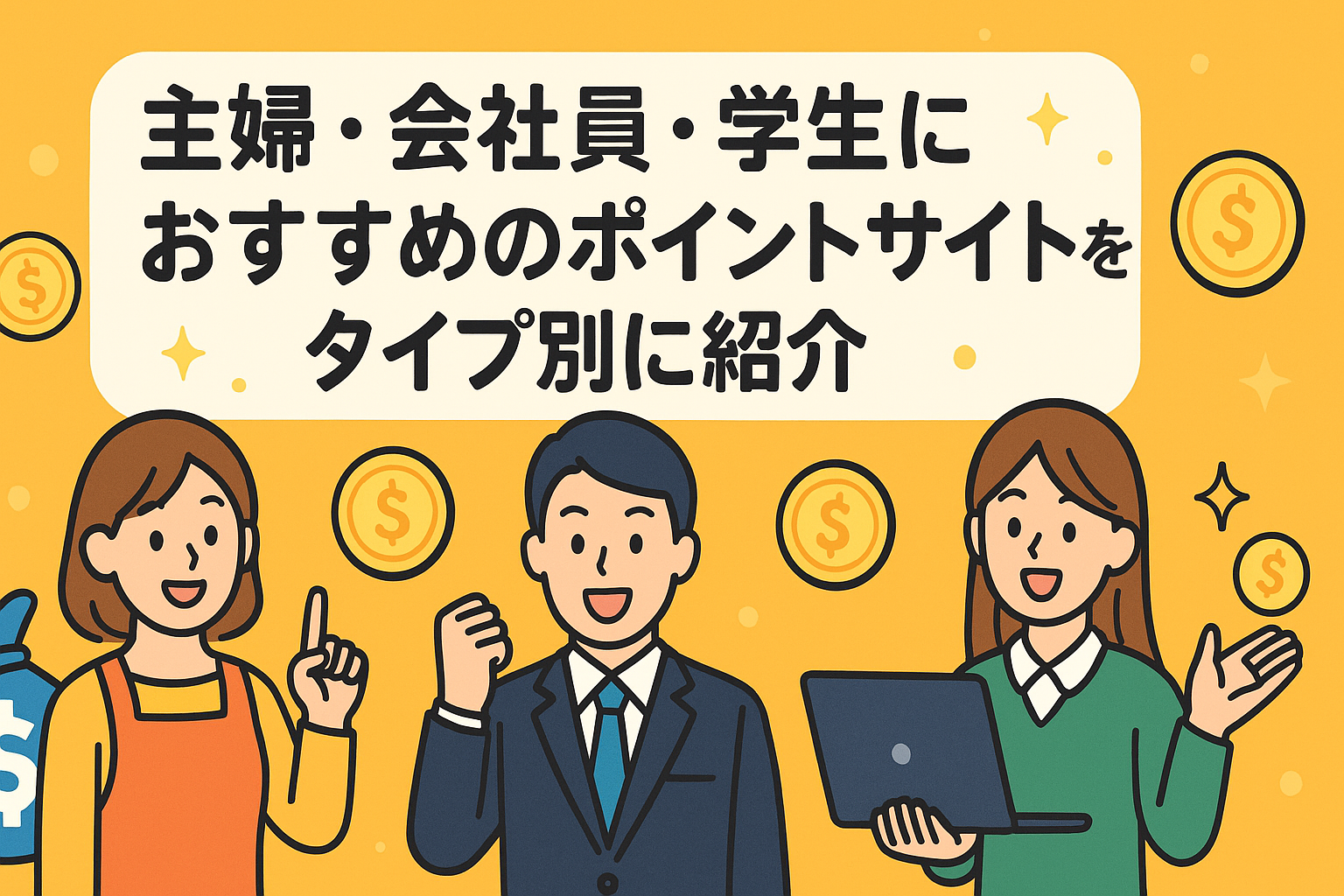主婦・会社員・学生におすすめのポイントサイトをタイプ別に紹介